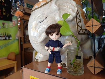 象の置物とちびナカノさん