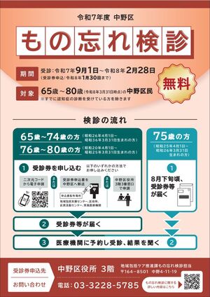 もの忘れ検診チラシ