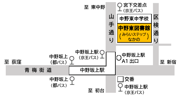 中野東図書館の地図