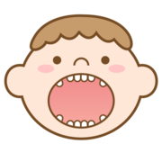上の前歯4本、下の前歯4本と奥歯が生えたお子さんのイラスト