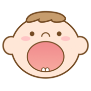 下の歯が2本生えたお子さんのイラスト